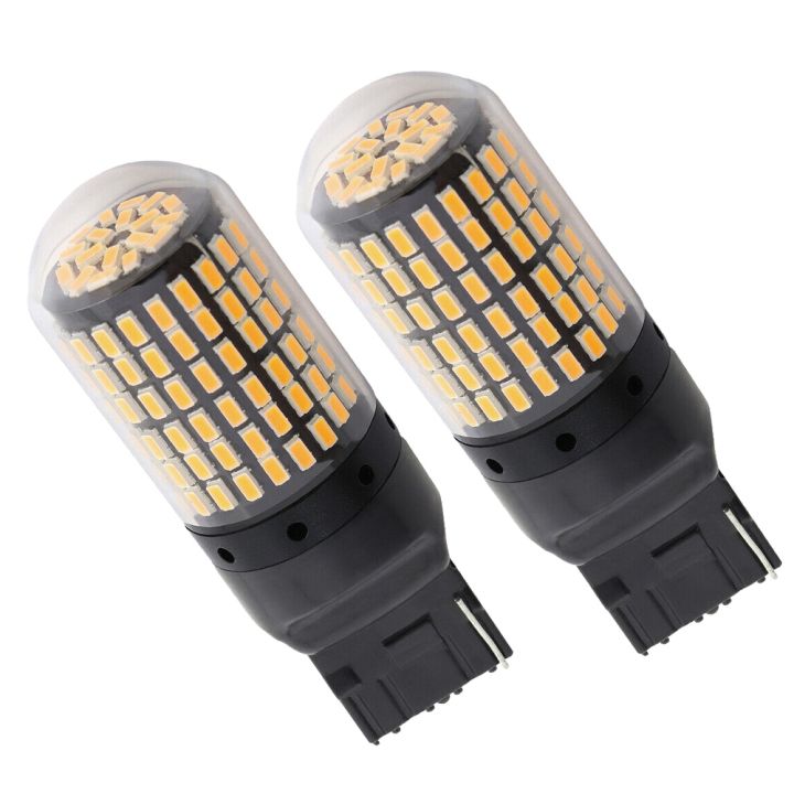 2X 7440 Canbus Super Bright Error Free LED Bulb T20 W21W 144 SMD Amber for Reverse Tail Turn Signal Light