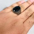 Premium Quality BLACK Silver Stainless Zircon Stone Ring For Men. 
