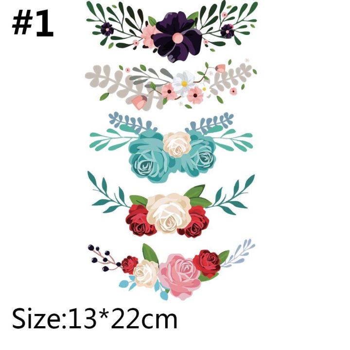 Washable T-shirt Clothes Iron on Appliques DIY Printing Heat Transfer Stickers Flower Patches