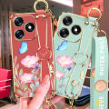 VRQR Wrist Band Case For OPPO Realme C51 Back Cover Butterfly Flowers Pattern Soft Cover With Strap Lanyard Realme C53 Narzo N53 Note 50 C63 C61. 