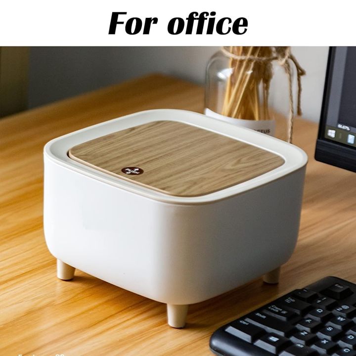 Desktop Dustbin High Foot with Lid Large Capacity Press Type Waste Bin ...