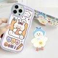 AMORVOR for Vivo V11i Back Cover With Free Holder Cartoon Animals Soft Wavy Phone Case Camera Protection Transparent TPU Soft Cover. 