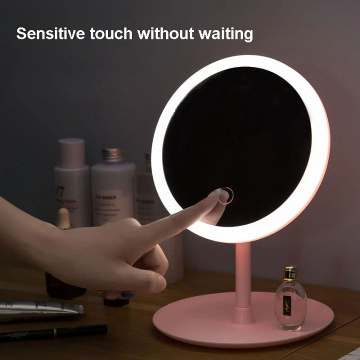 LED Vanity Mirror with Stand 90 Degree Swivel Touch Dimming