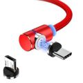 Original Magnetic Fast Charging Cable - Micro USB Android - Type C - Braided LED Fast Charging Cable - Black. 