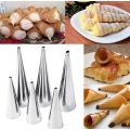 4 PCs /Set Conical Tube Cone Roll High Quality Stainless Steel Spiral Pastry Cream Horn Bread Cake baking Molds. 