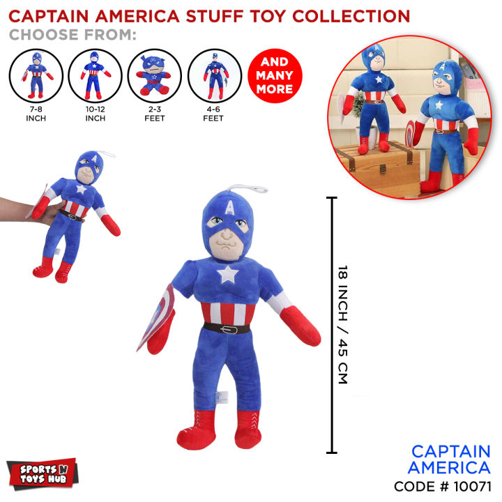 Captain America Stuffed Toys Collection For Kids, Marvel Heroes Soft Plush Toy Best Gift For Babies & Children Boys & Girls Fluffy Avengers Assemble Stuff Pillow Cartoon, 1st American Solider Leep Pillows Rag Dolls Children Hero Play  Games