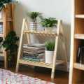 Wooden Plant Stand 2 Tier Foldable Flower Pot Display Shelf Rack Solid Wood Two layers Storage Balcony Folding Flower Stand Bcenter655. 