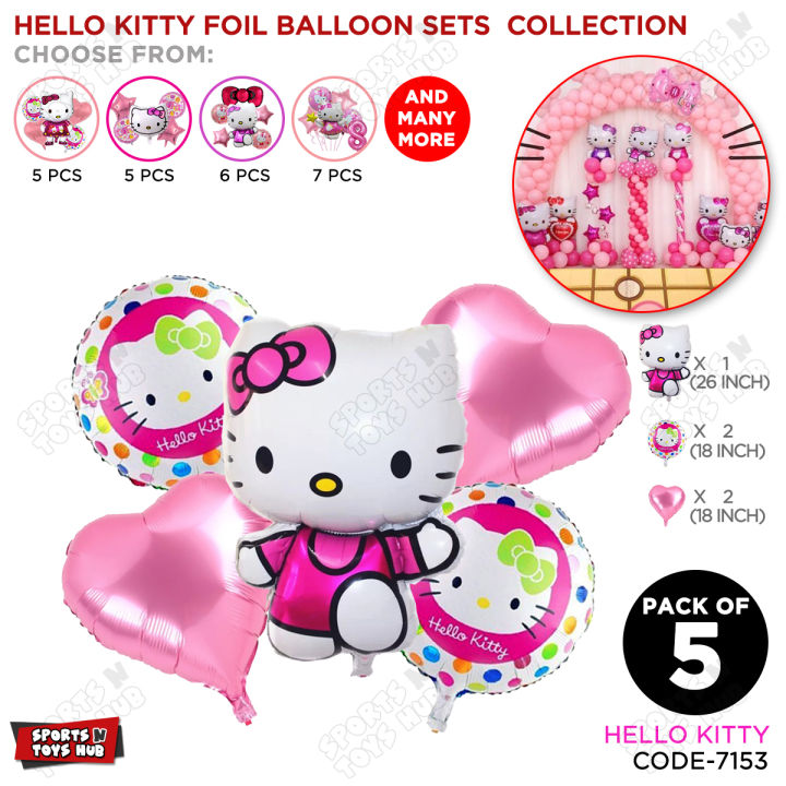 Hello Kitty Baby Girl Cartoon Character Combine Set Foil Balloons Chrome Metallic Foils Kids Party Reusable Balloon For Baby Born Day, Parties Decor, Children's Birth Day, Inflatable Party Supplies, Farewell Decor, Boy's & Girl's, Kids : j1MrZTc7k:
