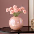 Small Ceramic Flower Vase, Decorative Round Bud Vase, Hydroponics Container, Plant Pot, Floral Vases for Home Decor Centerpieces With Artificial Flower. 