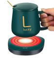 Coffee Mug-Warmer, USB Electric Coffee Cup Warmer for Desk, with Automatic On/Off to Keep Temperature Up to 104-122℉/ 40-50℃, Include Ceramic Mug, Cover, Spoon, Enjoy Anytime Hot Drinks,Green. 