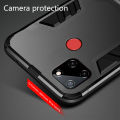 Biruiqu For Realme C12 Soft TPU+Hard PC Shockproof Slim Protective Case Cover with Kickstand. 