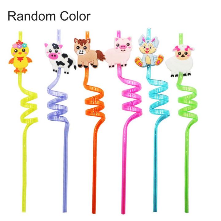 4 pcs Reusable straws for kids ANIMALS\ZOO\EMOJI smiles\FRUITS  shape spiral drinking straw mix collection