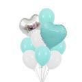 Sky Blue & Silver Hearts Foil Balloons & 10 Latex Balloons - Heart & Star Foil Balloon & Latex Balloons For Anniversary Decoration. 