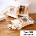 PACK OF 20 - 100Pcs (total 2000 sticks) Cotton Swab Cosmetic Cleansing Soft Buds Wooden Stick Double Head Cotton Bamboo Stick Buds Ear Cleanser Makeup Removing Cosmetic Tools. 