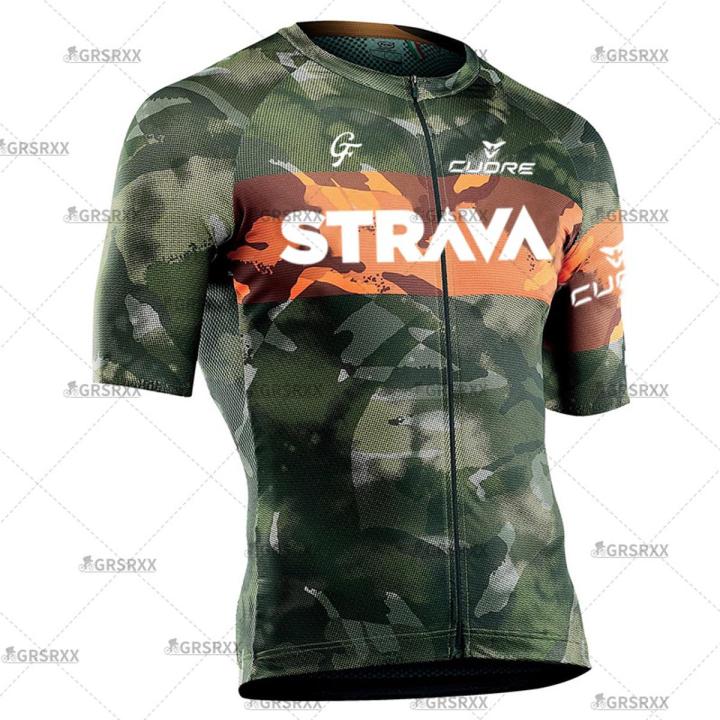 STRAVA - Pro Cycling Jersey Summer Bicycle Jersey Racing Bike Clothes Bicycle Team Short Sleeve Wear Men Breathable Cycling Shirts