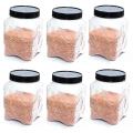 BLACK CAP LEAF DESIGN - 90 Mm Wide Mouth Storage Jar 1 kg - FOOD GRADE Pet Plastic - PACK OF 12 PCS. 