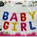 BABY GIRL WORD FOIL BALLOONS IN MULTICOLORS - BABY GIRL FOIL BALLOONS. 