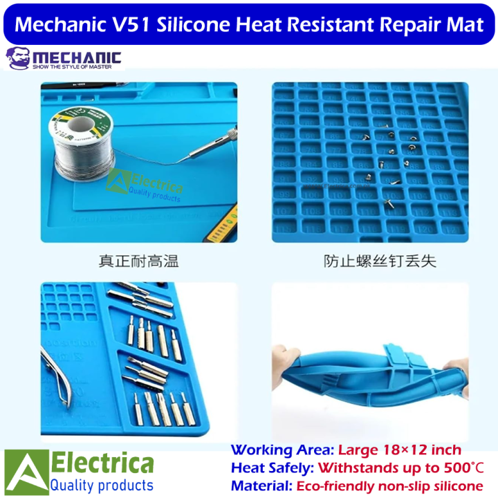 Mechanic%20V51%2018%C3%9712%20Inch%20Heat%20Resistant%20Silicone%20Soldering%20Mat%20500%E2%84%83%20ESD%20Non-Slip%20Repair%20Pad%20for%20Mobile%20Phone%20&%20Electronics%20Repair%20by%20Electrica%20-%20Image%204