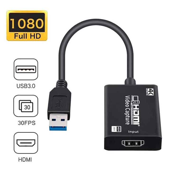 HDMI Video Audio Capture Card, Durable 4K HDMI to USB 3.0 HDMI Capture Device for High Definition Acquisition, HDMI Camera Video