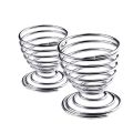 Stainelss Steel Spring Wire Tray Egg Cup Boiled Eggs Holder Stand Storage Metal Egg Cup Spiral Spring Holder Kitchen Breakfast-2pcs. 