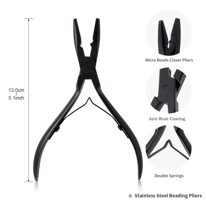 Micro Links Hair Extensions Kit, Hair Extension Pliers for Beads, Hair Extension Loop Needle Pulling Hook Tool Bead Device Tool Kits, Micro Link Tools for Hair or Feather Extensions Styling