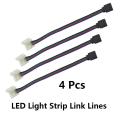 【Footprint】 4 Pcs 4Pin RGB Female Led Strip No Soldering Connector Clip Cable Led Tape Extension Wire For 3528 5050 RGB LED Strip Ribbon Tape. 