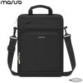 MOSISO Vertical Laptop Shoulder Bag 13.3" - 14" Inch Compatible with MacBook Air/Pro,13-13.3 inch Notebook,Compatible with MacBook Pro 14 2023-2021 A2779 M2 A2442 M1 with Front Raised Pockets & Fix Handle & Belt, Black. 
