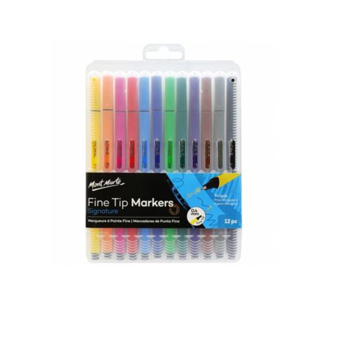 Markers, Mont Marte Fine Tip Markers,  0.4 mm Fine Line, Pack of 12