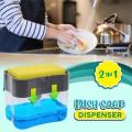 Liquid Soap Dispenser Set, Foaming Chrome Plastic Elegant Hand Pump Dispenser with Sponge Caddy Organizer Holder for Kitchen Sink Tidy - 2-in-1 Pump Soap Dispenser and Sponge Caddy For Dish. 