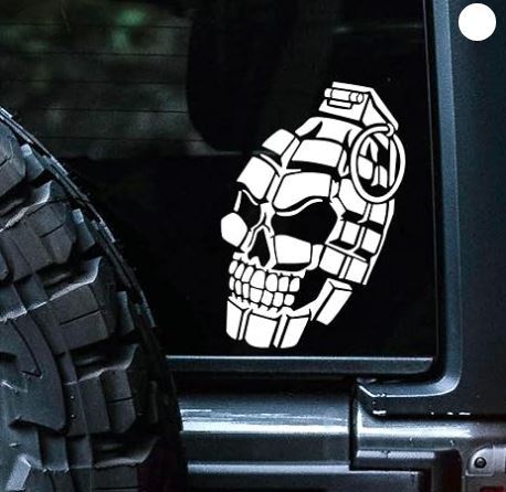 Car sticker Skull hand grenade decal vinyl Size: 5 in x 5 in