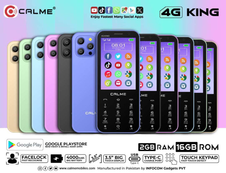 Calme 4G King - 3.5 inch touch display With Touch Keypad - 2GB RAM - 16GB Memory - 4000mAH Powerful Battery - Play store Installed - Dual Sim 4G - Wifi - Hotspot - 1 Year brand warranty