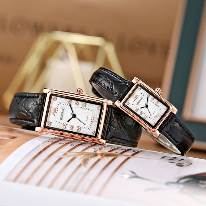 New net celebrity versatile set diamond square watch wholesale Simple fashion belt quartz male and female couple watches