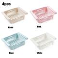 4pcs Bathroom Shelves Fridge Storage Rack With Layer Refrigerator Plastic Storage Holder Kitchen Pull-Out Drawer. 