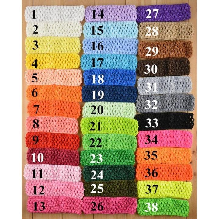 50Pcs/Lot 1.5 Inch Elastic Crochet Holes Headbands Girls Waffle Knitted Hair Band DIY Hair Accessories 38 Color U Pick D02