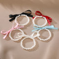 [ New ] Ornament Artificial Pearl Bow Elastic Bracelet Minority Fashion Lolita Matching Bracelet Accessories. 