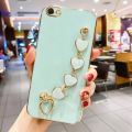 COROGI for Vivo Y66 Back Cover with Love Heart Bracelet Luxury 6D Plating Frame Shiny Chain Cases Soft Silicone Square Protective Mobile Phone Case for Girls Boy. 