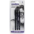 Mont Marte 3 Pieces Set Woodless Charcoal Pencils,Artists Charcoal Set (Soft,Middle,Hard) For Sketching And Drawing. 