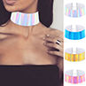 Unique Holographic Choker Women Handmade Laser Rainbow Punk Gothic Necklace. 