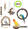 6 Pack Natural Wood Bird Toys, Bird Chewing Toys Parrot Toys, Birds Cage Toys Bird Parrot hanging Chewing Toys for Parrots and Other Birds. 