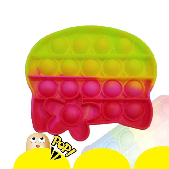 Push Pop Bubble Fidget Spinner Pop It Silicone Toy - 5 inches - Rainbow Hello Kitty
