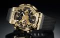 Casio G Shock Metal Covered Gold/Black Analog-Digital World Time Multi-Function Black Resin Band Watch-GM-110G-1A9DR. 