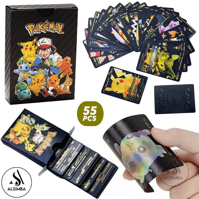 55 Pcs Pokemon Gold Foil Cards Anime Cartoon Pokemon English Version Tcg Card - 55 Pcs Pokemon Cards Box For Fans Rare Collection Card Child Toys Gifts - Golden Edition