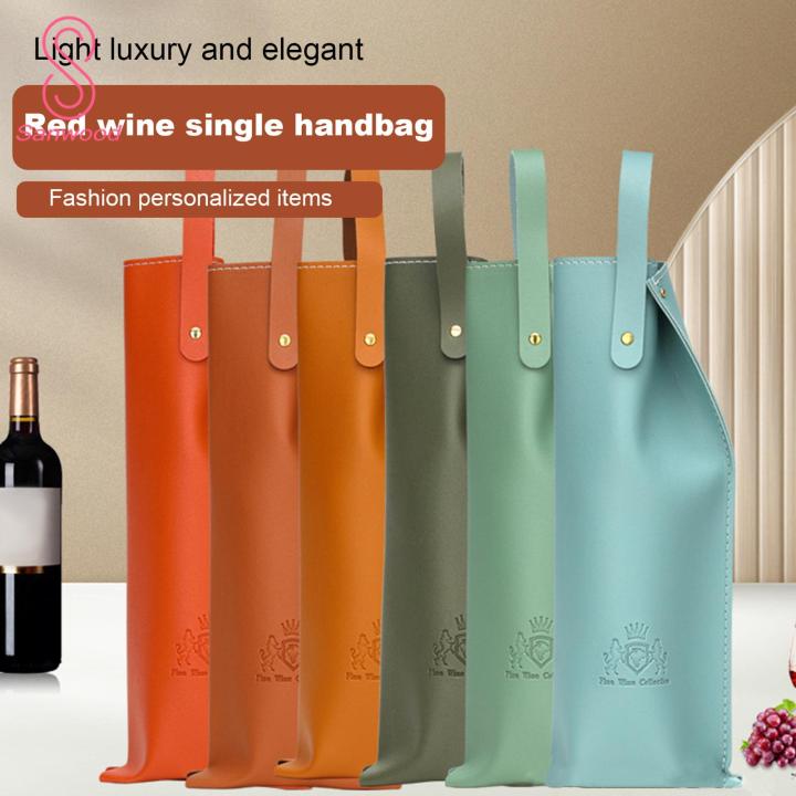 Champagne Bottle Tote Chic Faux Leather Wine Tote for Home Parties Stylish Champagne Bottle Carrier Wine Tote Bag