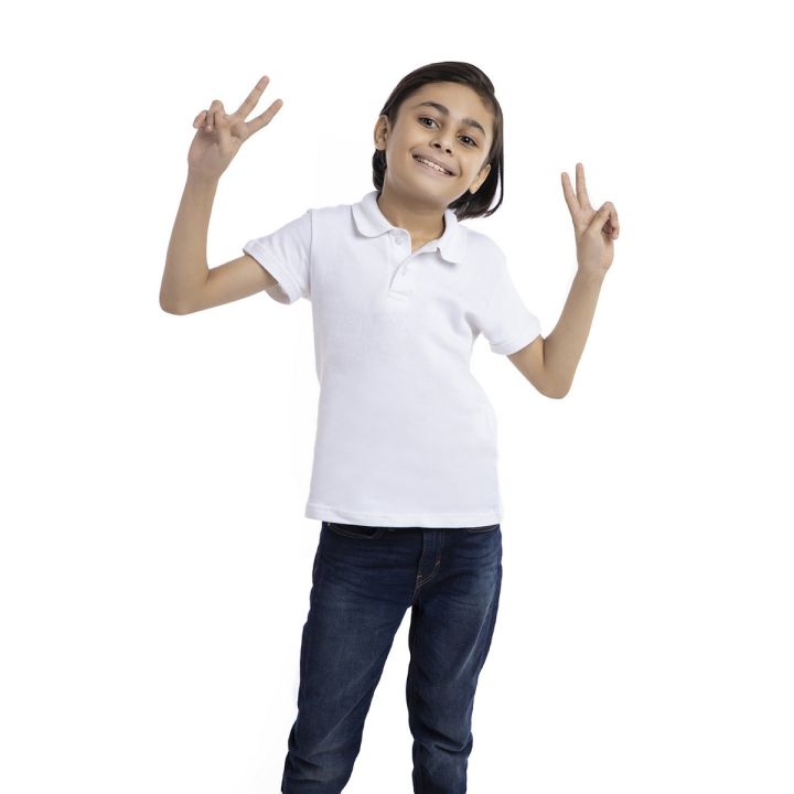 Spiffy - Plain White Polo Shirts for Boys - 3 Years - 12 Years