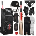 Pack of 9 - Cricket Kit For Adults (Hard Ball Bat + Hard Ball + Gloves + Cricket Kit Bag + Helmet + Under Guard + Leg Pads + Elbow Pads + Thigh Pads). 