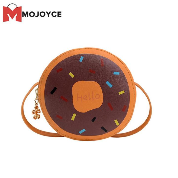 【Happier】Hot selling Bags and Travel Kids bag Cartoon PU Round Shaped Shoulder Handbag Women Donuts Crossbody Bags Children Streetwear