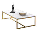Coffee Table Open Rectangle Table Faux Marble Coffee Table with Metal Frame, Center Table for Living Room or Reception Room. 