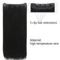 Synthetic Straight Hair Extension for Women 280 Grams Hair Volume 5 Clips - Black. 
