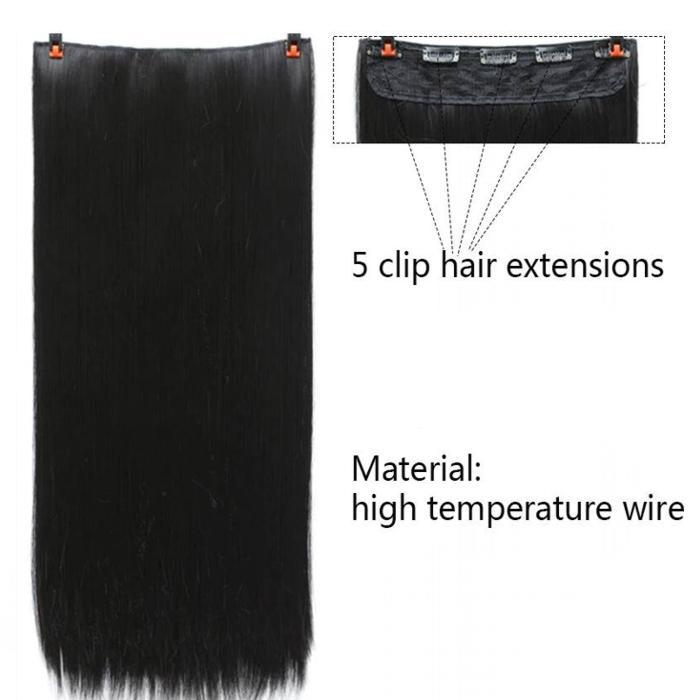 Synthetic Straight Hair Extension for Women 280 Grams Hair Volume 5 Clips - Black