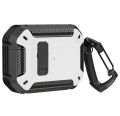 AirPod Pro Second Gen Armour Case High Grade Rugged Carbon Fiber Shell with Lock Clasp & Carabiner | Black / White / Red. 